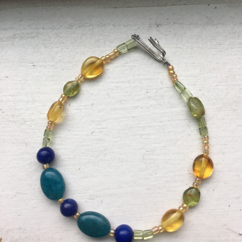 Lapis Apatite Amber Bracelet